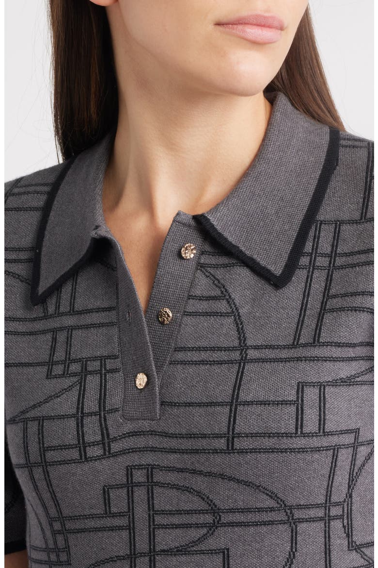 Jacquard Polo Minidress, Alternate, color, HEATHER GREY