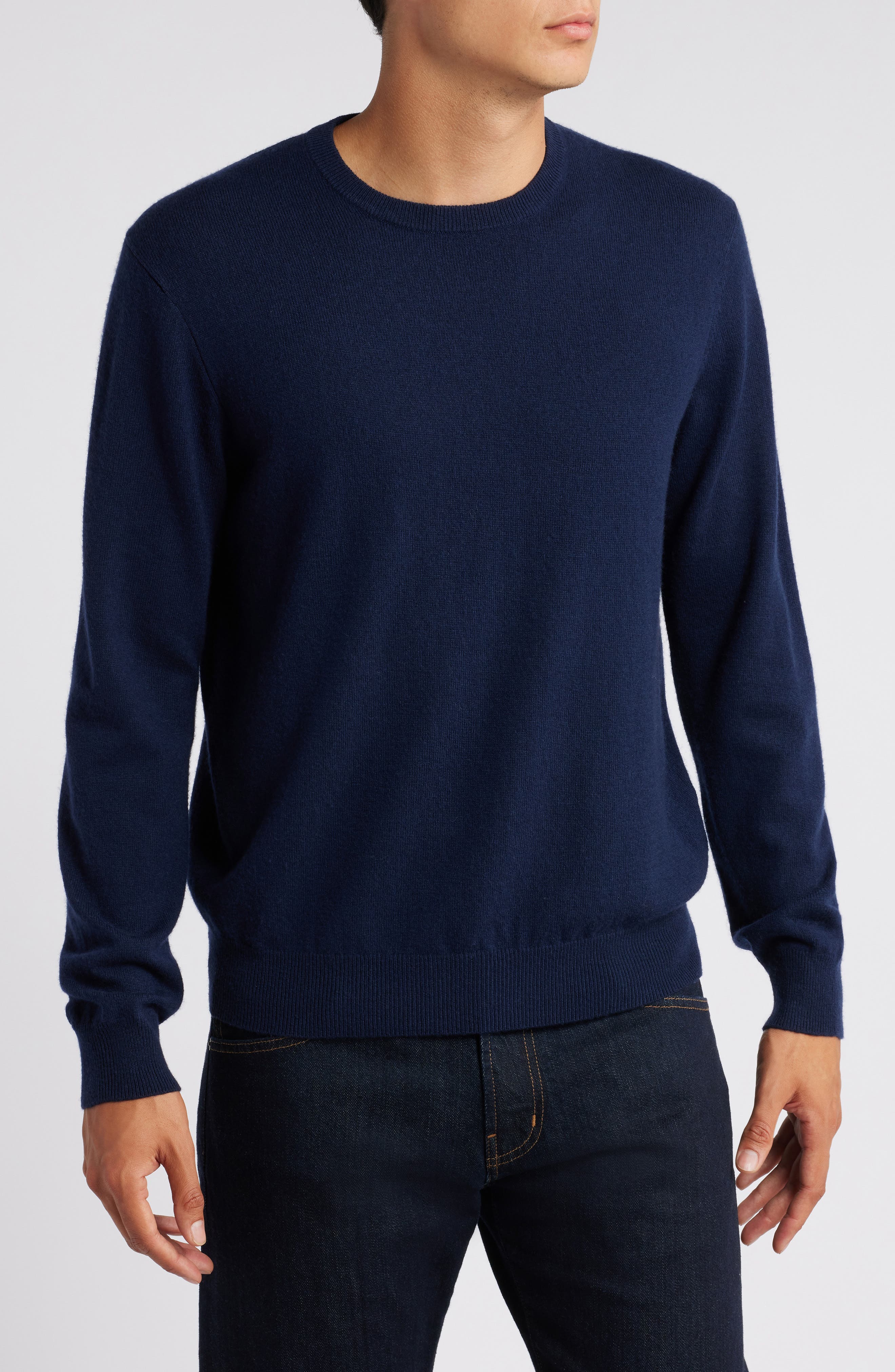 Lorenzo Uomo Merino Wool & Cashmere Crewneck Sweater in Midnight 