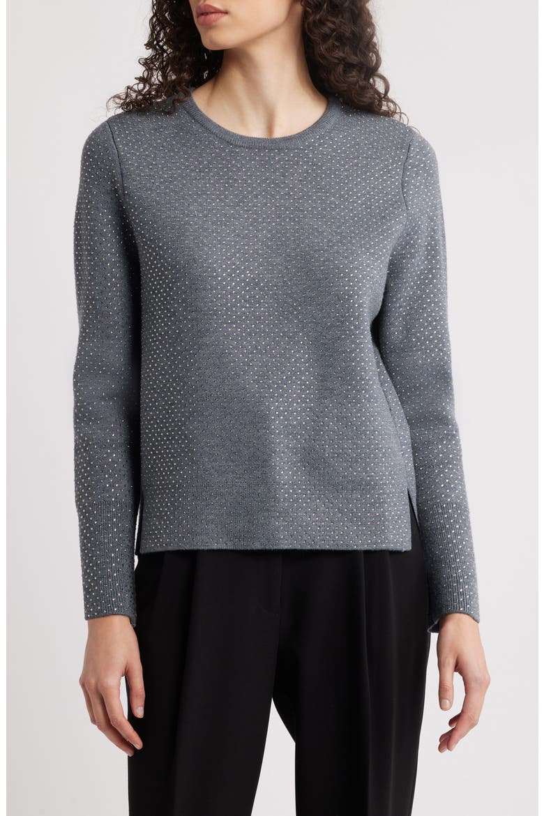 Holli Rhinestone Sweater, Main, color, GREY MELANGE