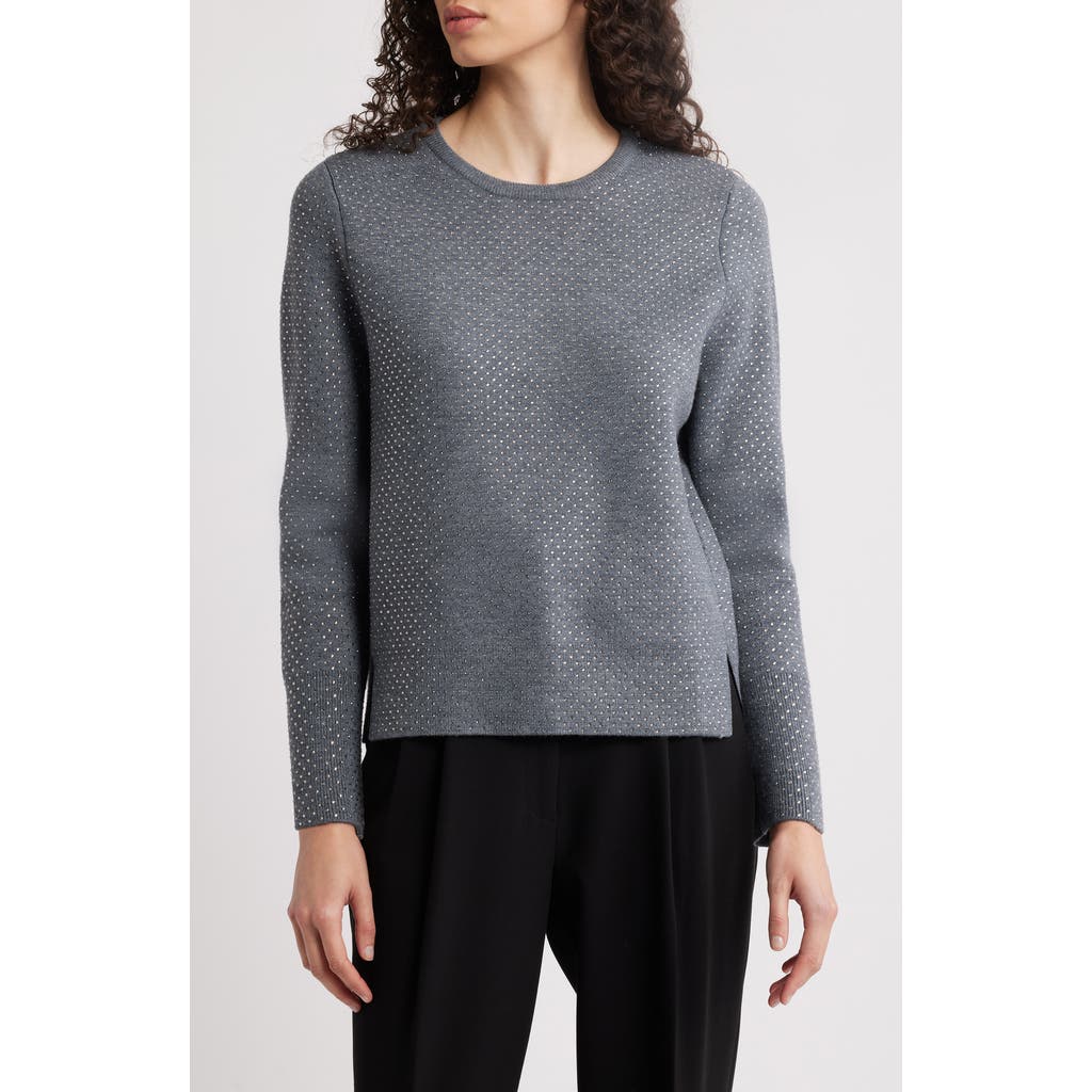 KOBI HALPERIN Holli Rhinestone Sweater in Grey Melange at Nordstrom, Size Small
