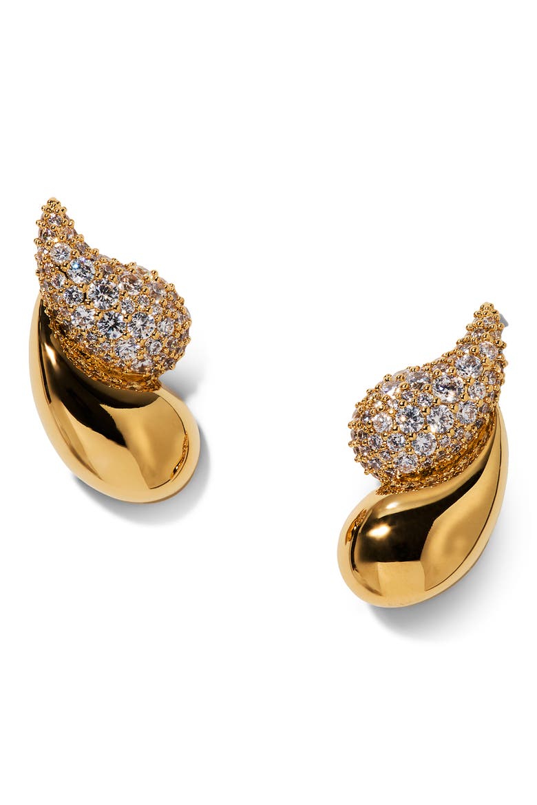 Pisa Cubic Zirconia Stud Earrings, Main, color, GOLD