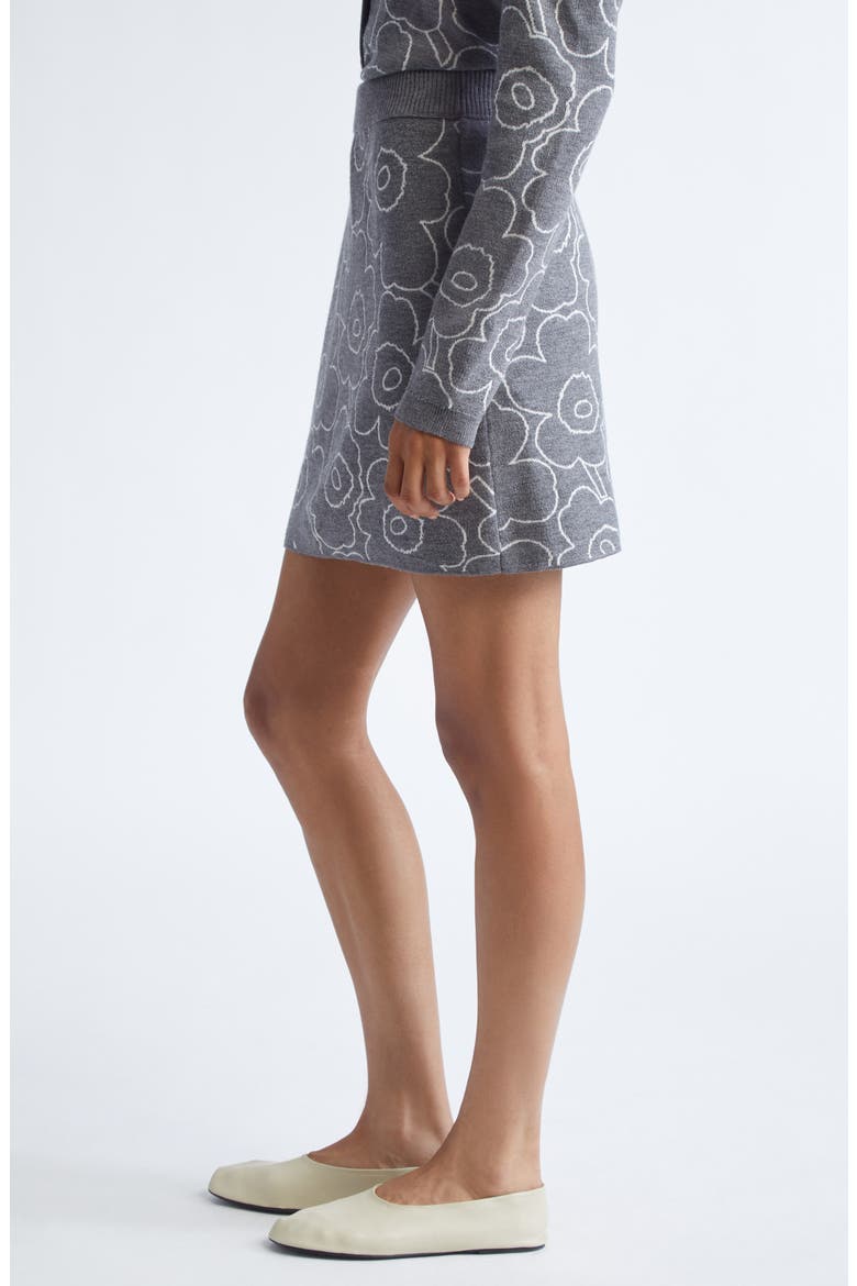 Vapaus Piirto Unikko Jacquard Merino Wool & Organic Cotton Blend Sweater Skirt, Alternate, color, DARK GREY OFF WHITE