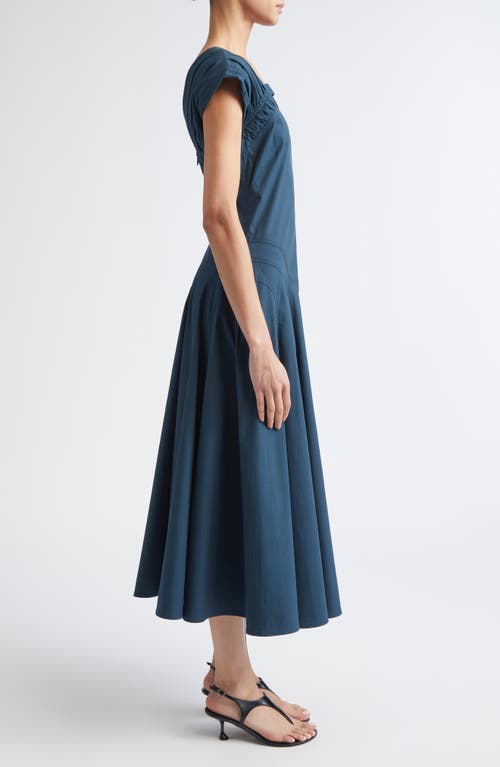 Proenza Schouler Manoela Ruched Cotton Stretch Poplin Dress In Animal Print