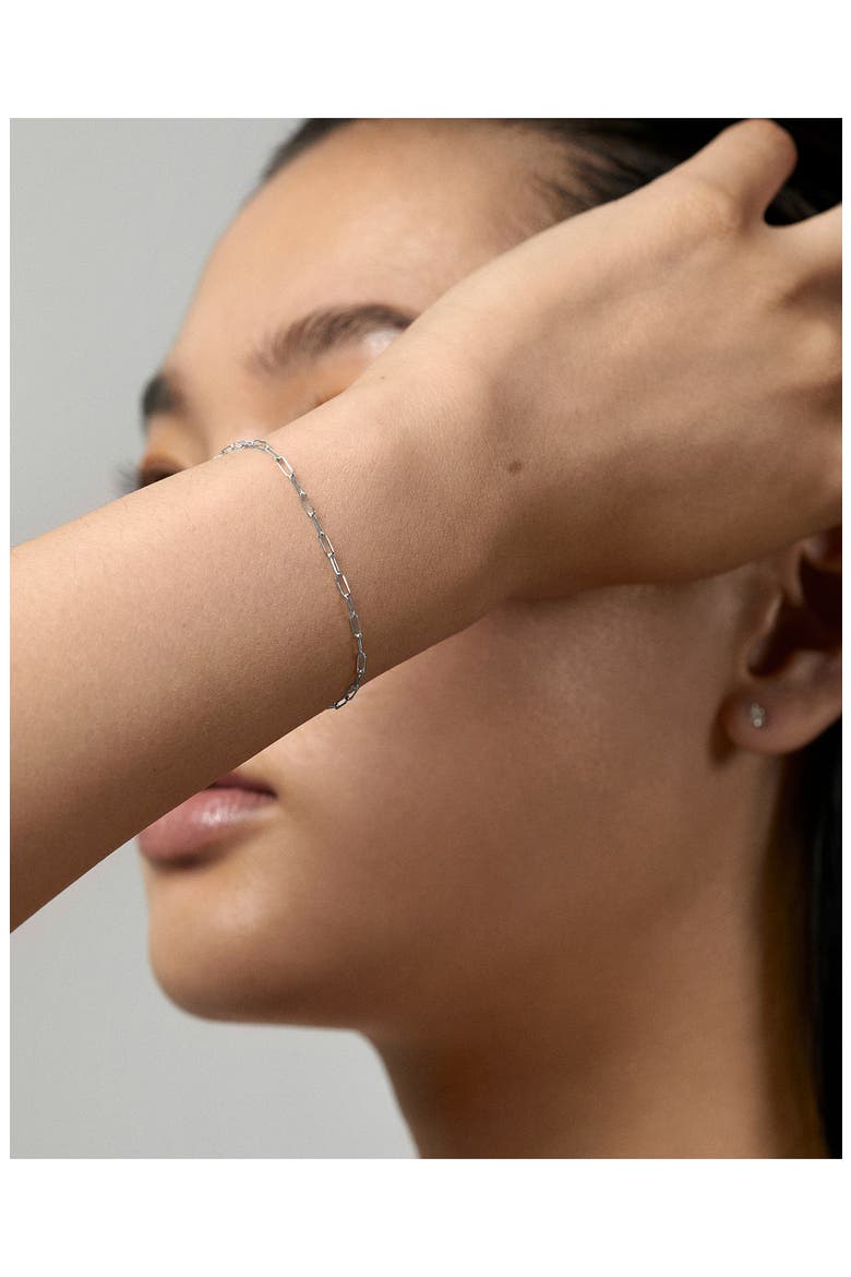 Paper Clip Chain Bracelet, Alternate, color, 14KT SOLID WHITE GOLD