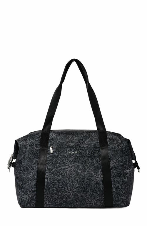 Baggallini All Day Large Duffel Weekender Bag In Midnight Blossom Print