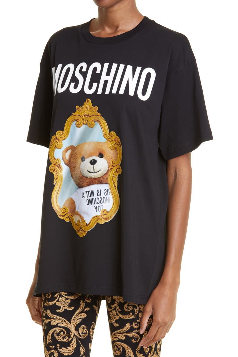 Oversize Mirror Bear Print Cotton Graphic Tee, Alternate, color, FANTASY PRINT BLACK