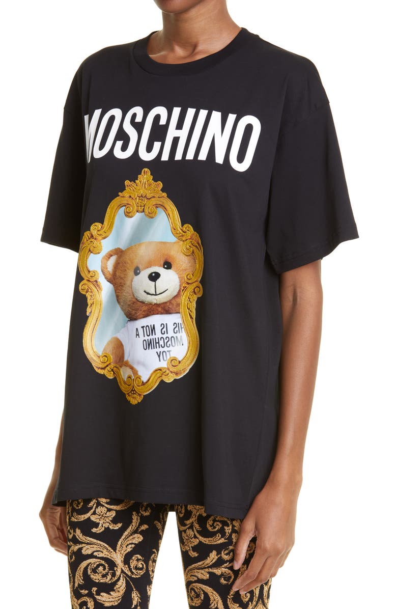 Moschino Oversize Mirror Bear Print Cotton Graphic Tee, Alternate, color, 