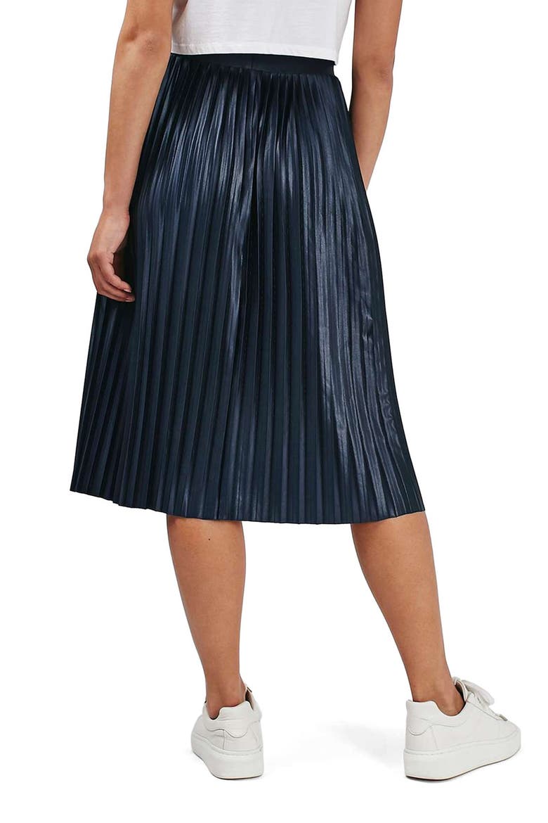 Pleat Jersey Midi Skirt, Alternate, color, NAVY BLUE
