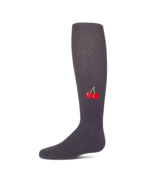 Ribbed Rich Embroidered Cherry Sweater Tights