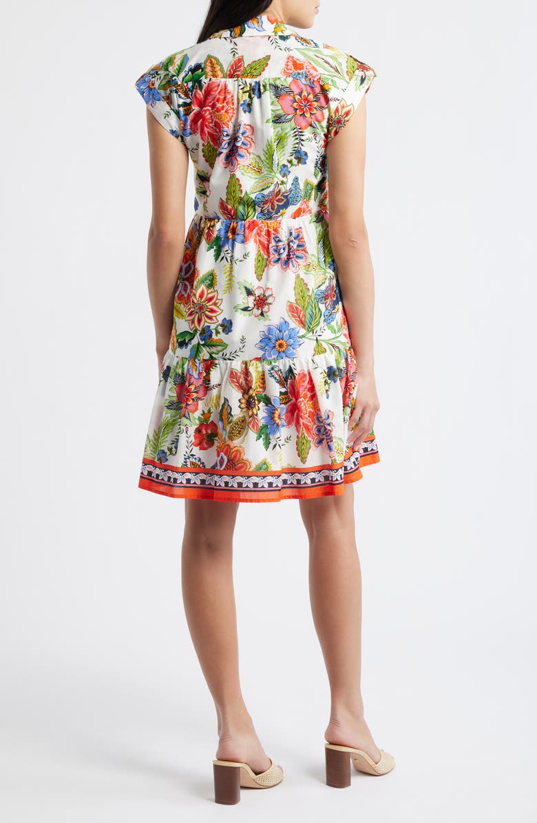 Eliza J Floral Cotton Dress, Alternate, color, Ivory Mult