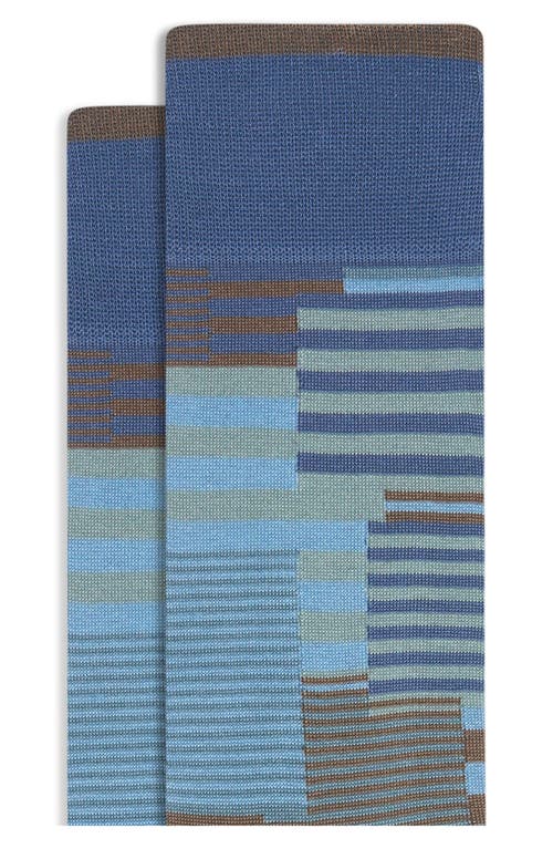 Bugatchi Geo Pattern Mercerized Cotton Blend Dress Socks In Blue