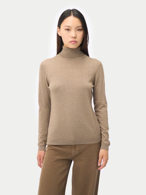 Gobi Mongolian Cashmere Wardrobe Essential Cashmere-silk T-neck Sweater In Brown