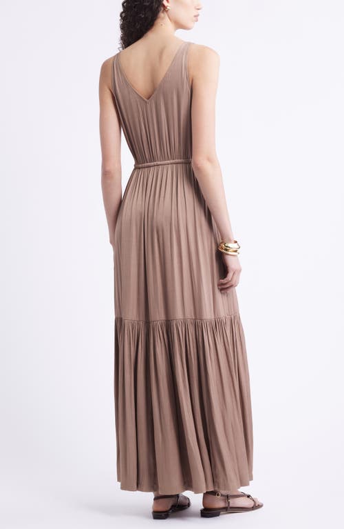 Nordstrom Sleeveless Satin V-neck Maxi Dress In Neutral