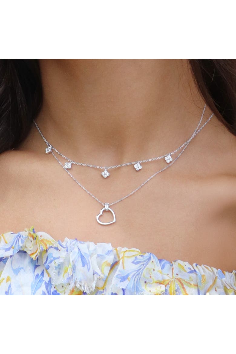 Baguette Blue Topaz Open Heart Necklace, Alternate, color, Blue Topaz