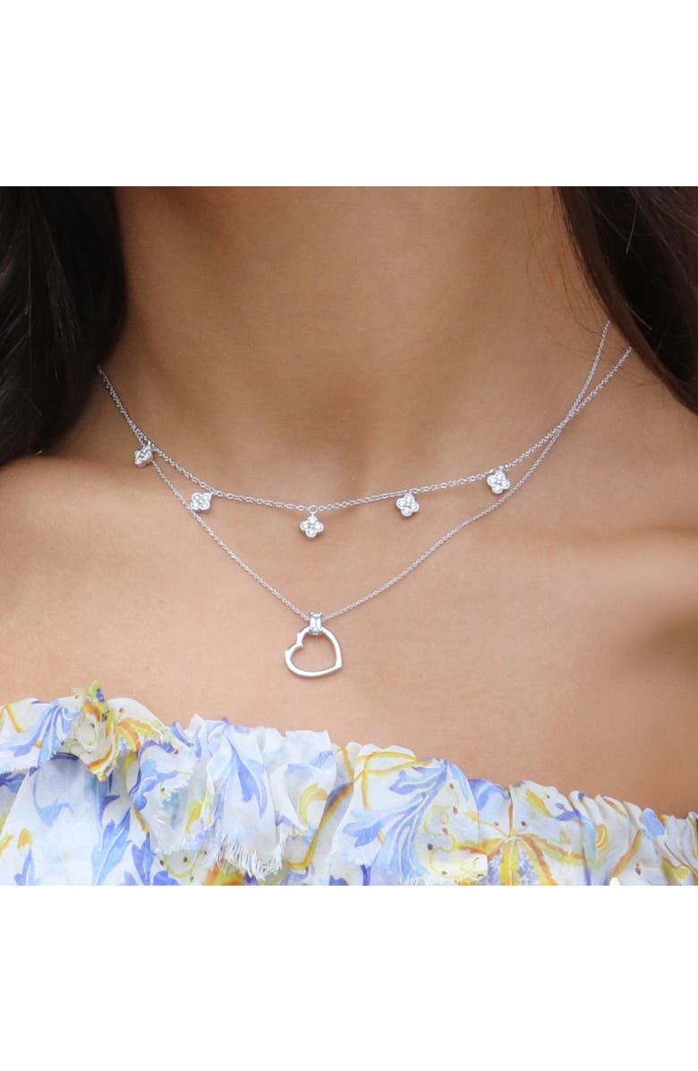 The Lovery Fine Jewelry Baguette Blue Topaz Open Heart Necklace, Alternate, color, Blue Topaz