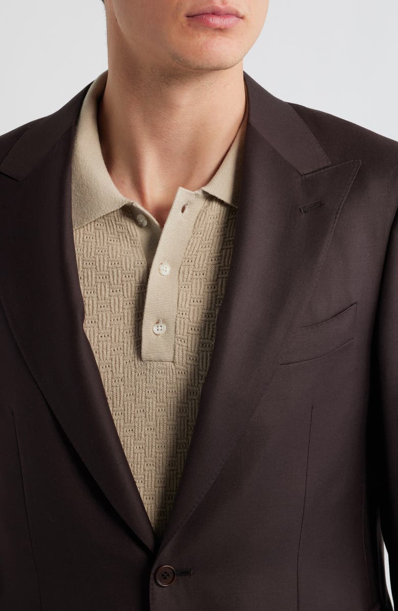 Canali Capri Trim Fit Dark Brown Super 130s Wool Peak Lapel Suit, Alternate, color, Dark Brown