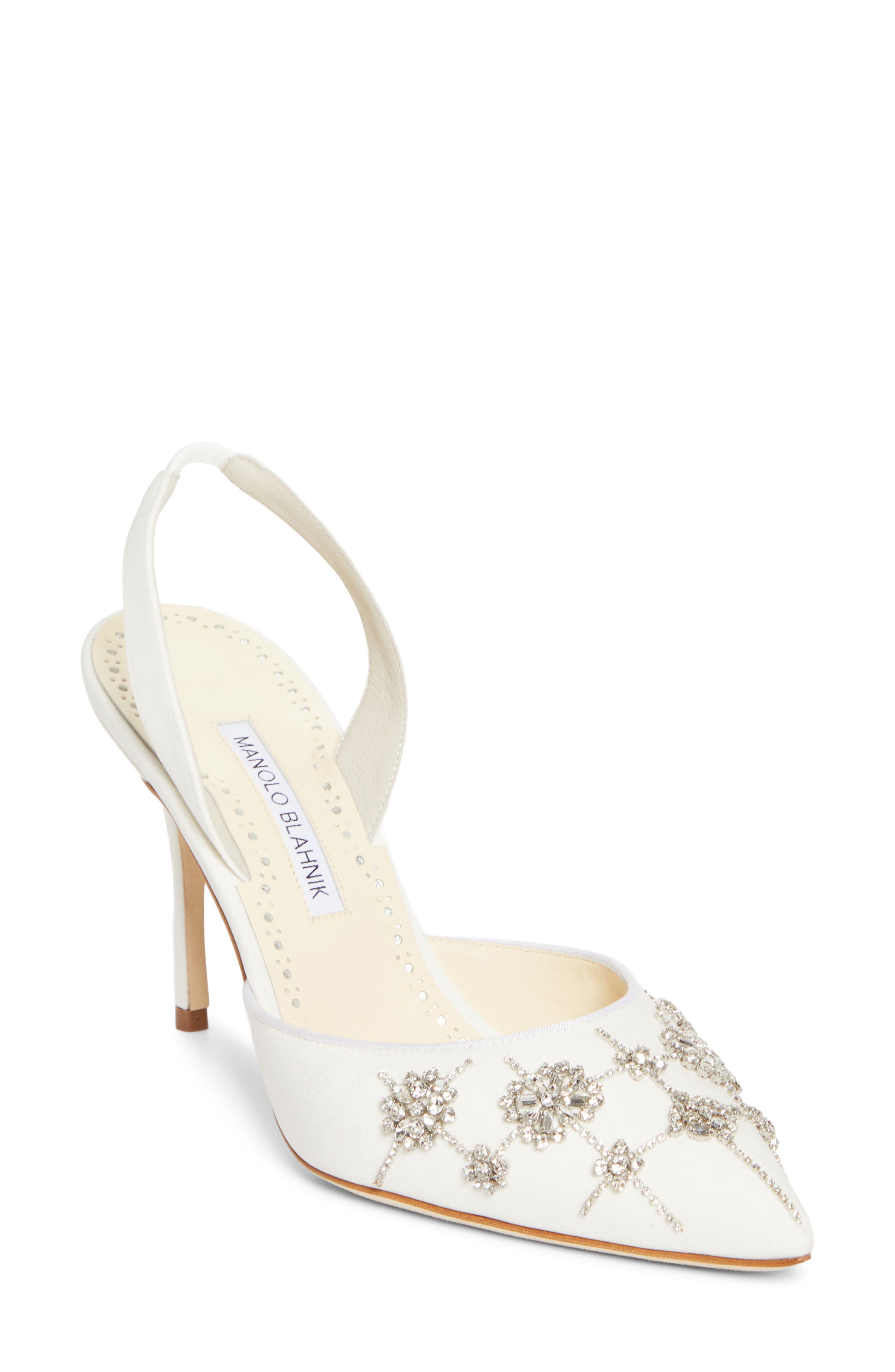 Manolo Blahnik Ralyne Embellished Slingback Pump, Main, color, Mcrm 1205/Yemb 943I
