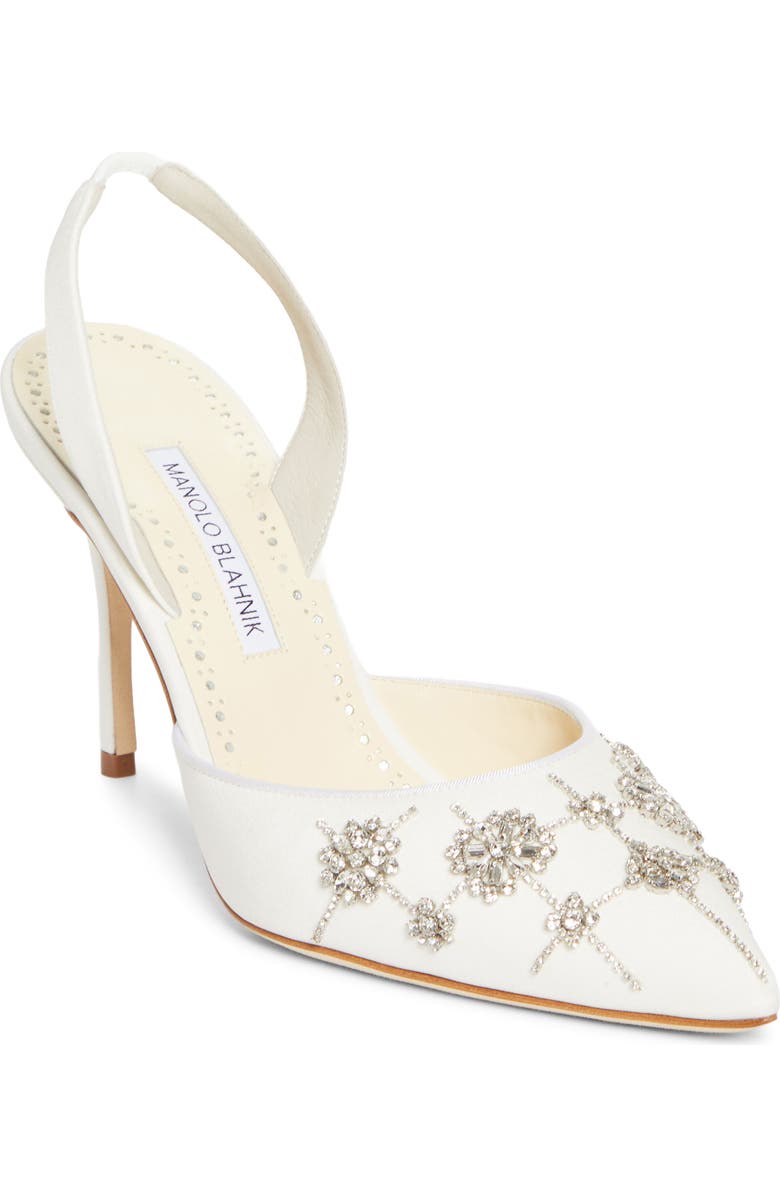 Manolo Blahnik Ralyne Embellished Slingback Pump, Main, color, Mcrm 1205/Yemb 943I