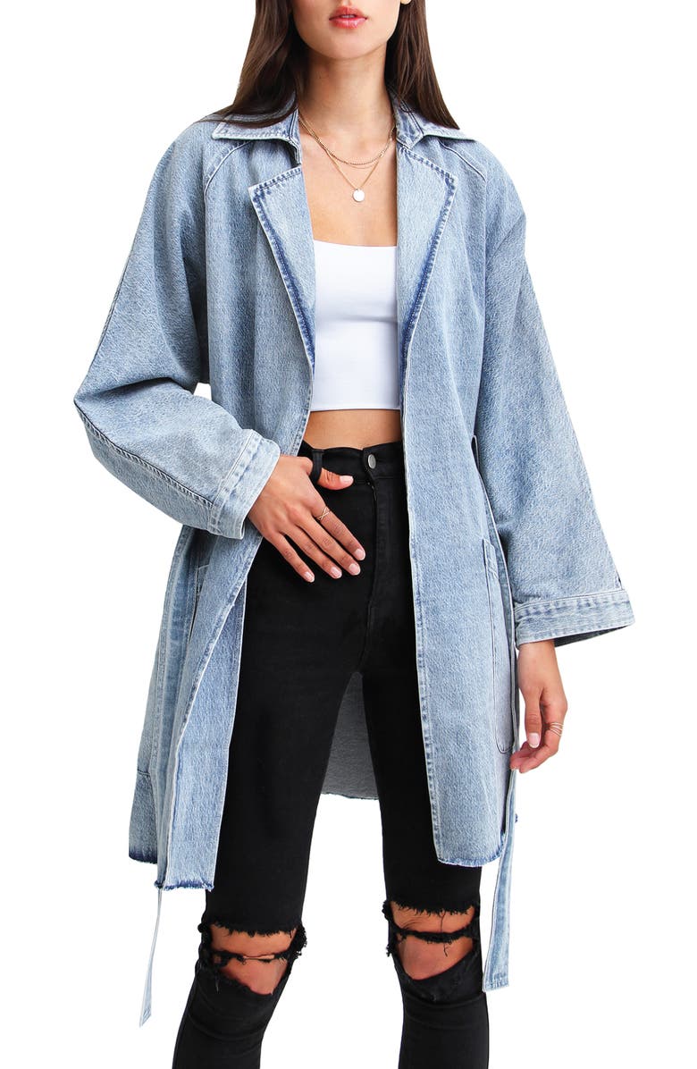 Belle & Bloom Relaxed Boyfriend Trench Denim Jacket, Alternate, color, Indigo