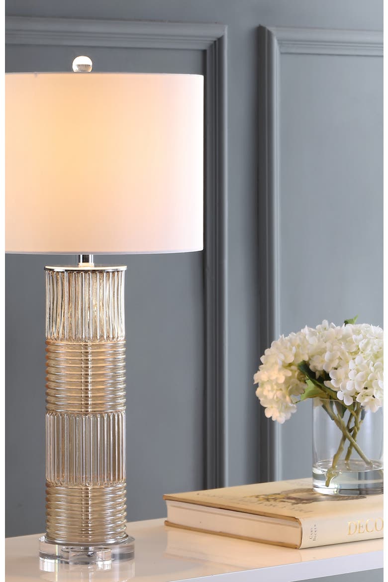 Genevieve 30" Glass/Crystal LED Table Lamp, Champagne, Alternate, color, Champagne