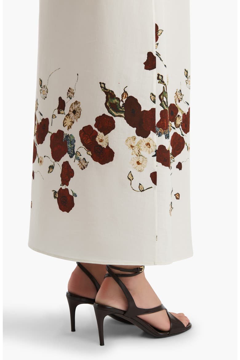 Floral Silk Blend Organza Midi Skirt, Alternate, color, CREAM / RED