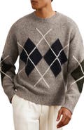 Reiss Cooke Argyle Wool Blend Sweater