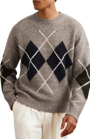 Reiss Cooke Argyle Wool Blend Sweater