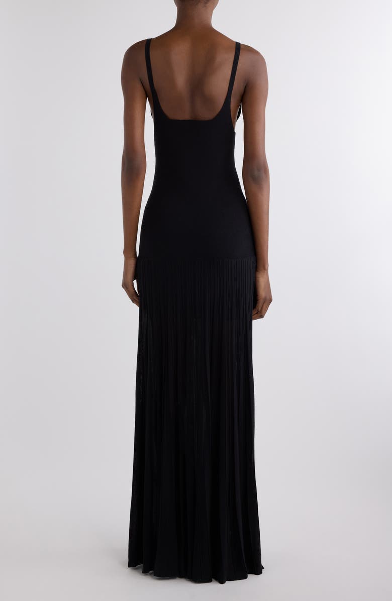 Isabel Marant Velma Plunge Neck Crepe Knit Maxi Dress, Alternate, color, Black