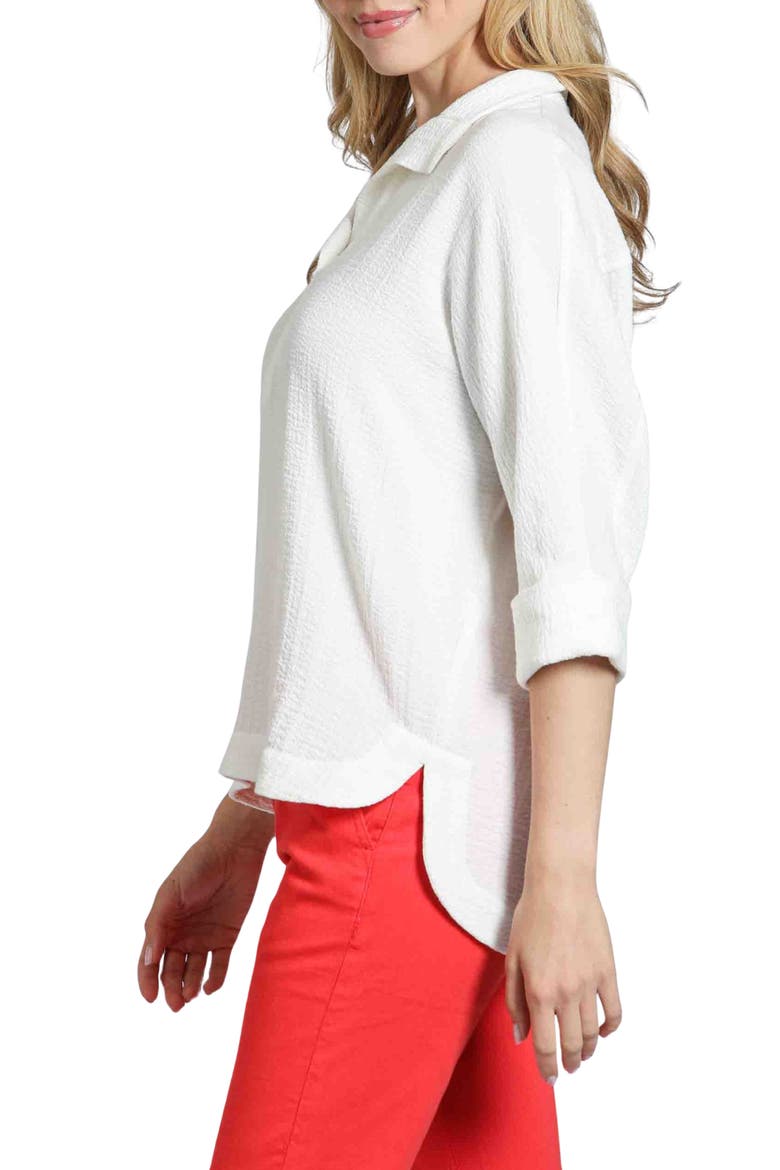 Textured High-Low Popover Top, Alternate, color, WHITE