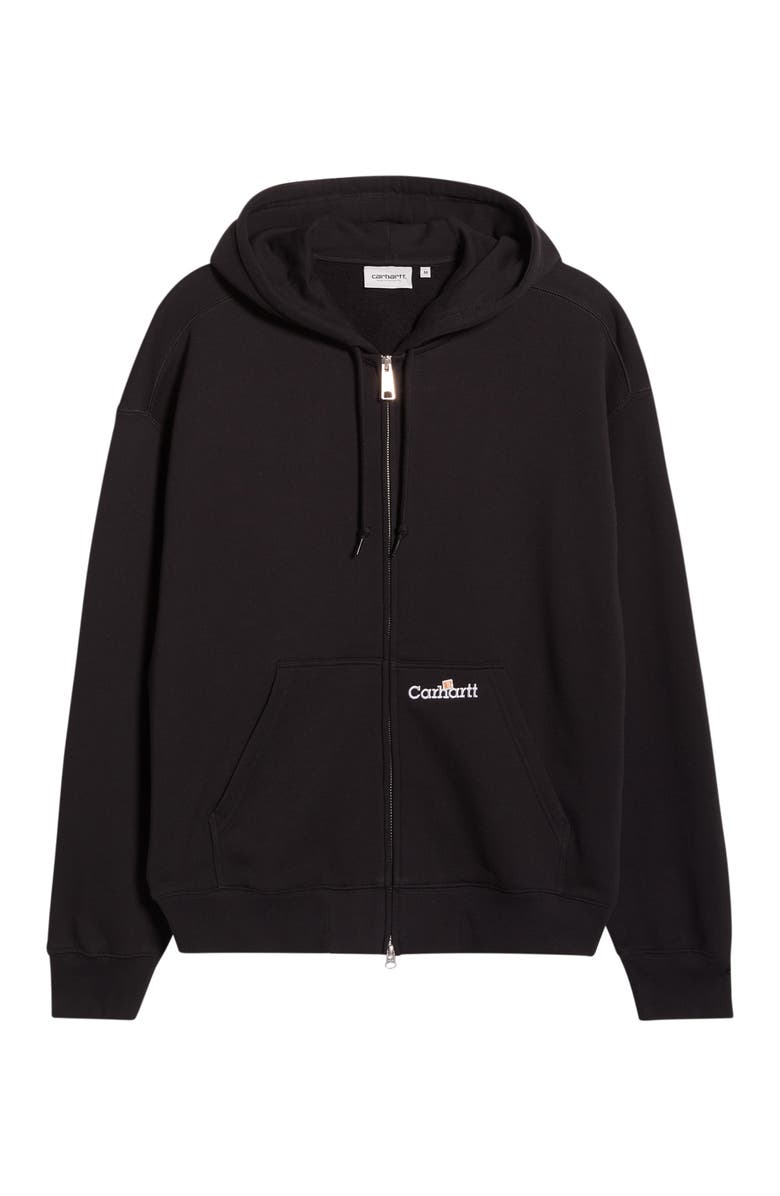 Carhartt Work In Progress Embroidered Logo ZIp Hoodie, Main, color, Black