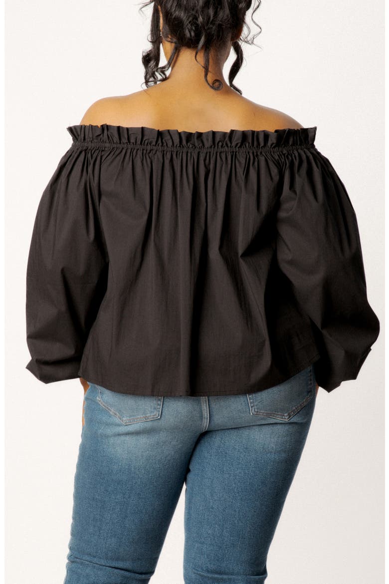 Off the Shoulder Tie Top, Alternate, color, BLACK