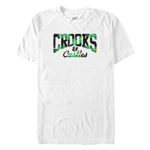 Crooks & Castles Black Tropical Print Graphic T-shirt In White