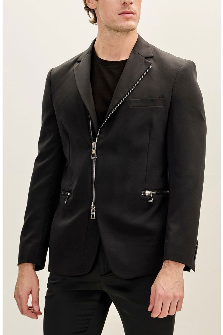 Everyday Two Way Zip Blazer, Alternate, color, BLACK