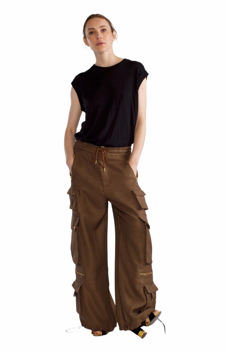Cynthia Rowley Houndstooth Cargo Pants, Alternate, color, 