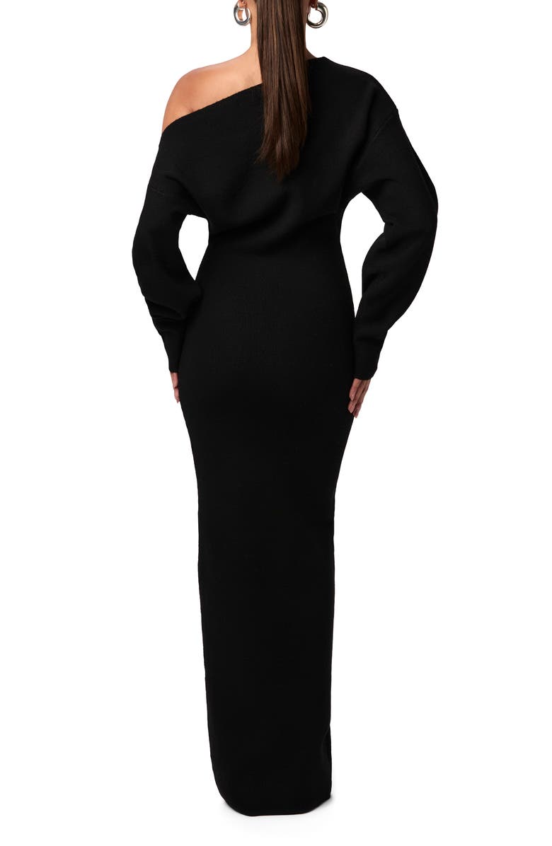 Naked Wardrobe One-Shoulder Long Sleeve Maxi Sweater Dress, Alternate, color,