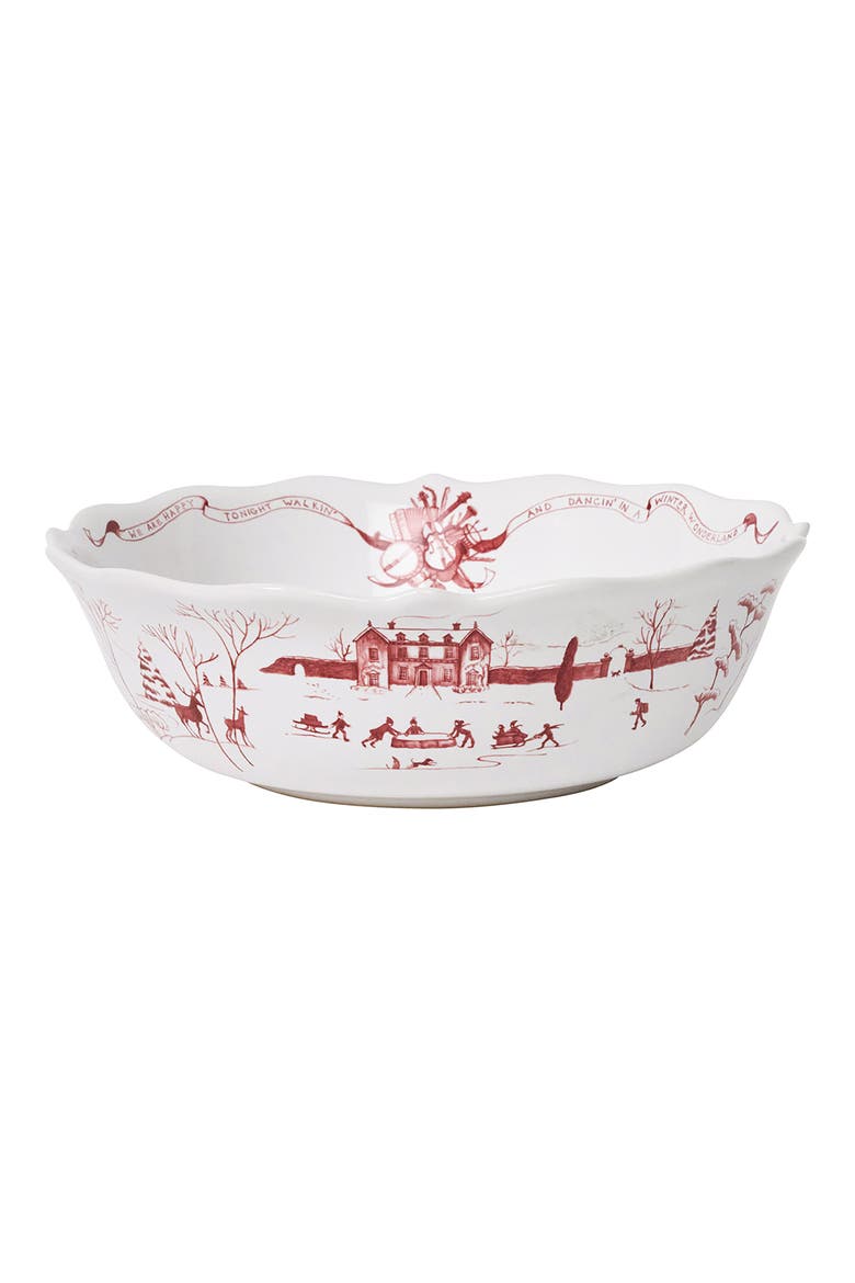 Country Estate Winter Frolic Serving Bowl, Main, color, RUBY