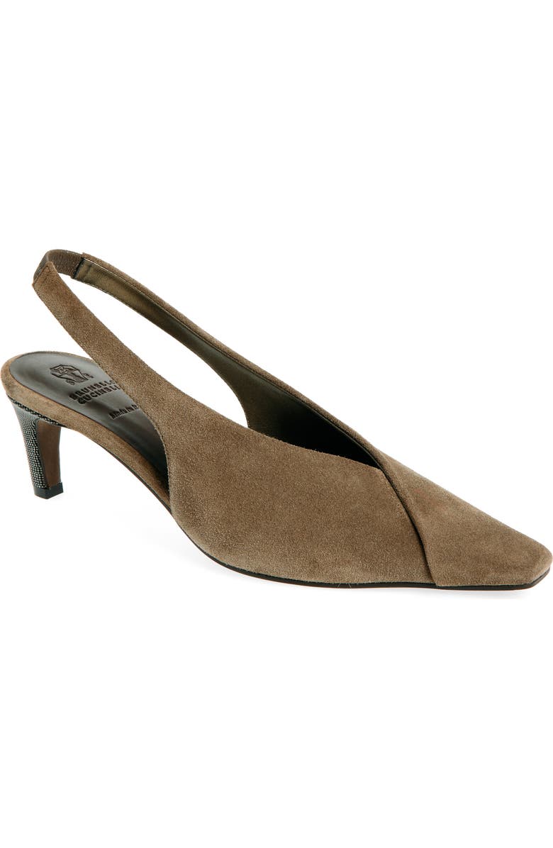 Brunello Cucinelli Wrap Slingback Pump, Main, color, Brown