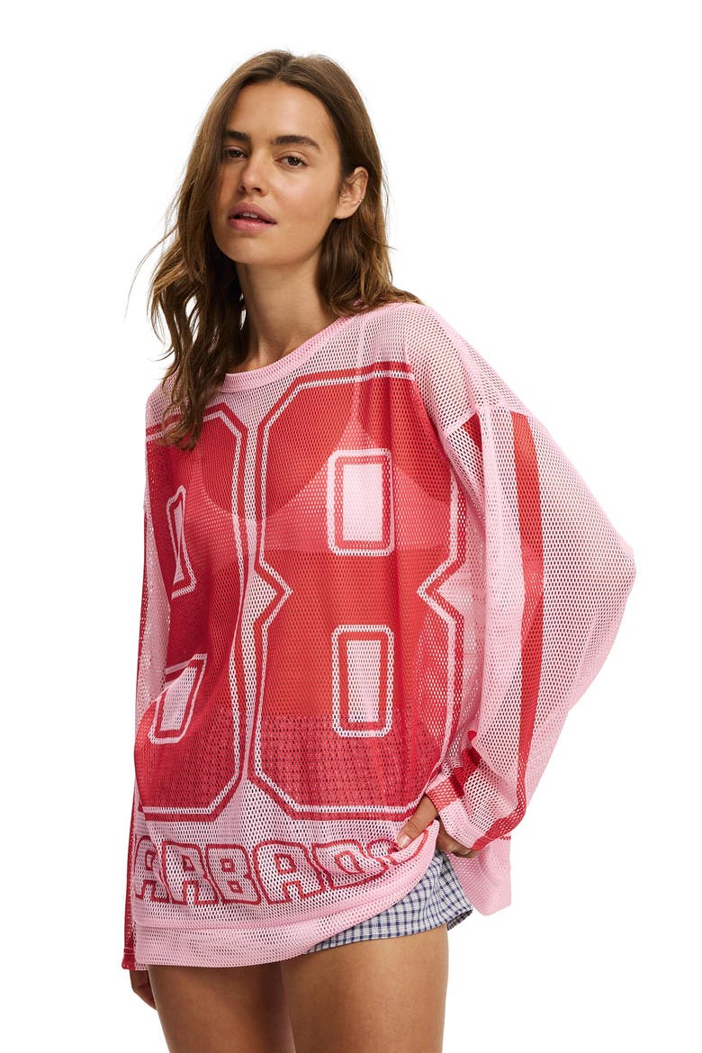 Women's The Long Sleeve Mesh Graphic Tee, Main, color, 98 Barbados  Fairy Tale
