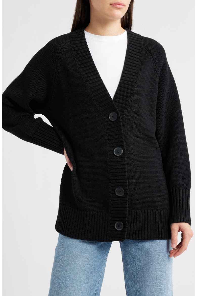 Oversized Cotton Cardigan, Alternate, color, JET BLACK