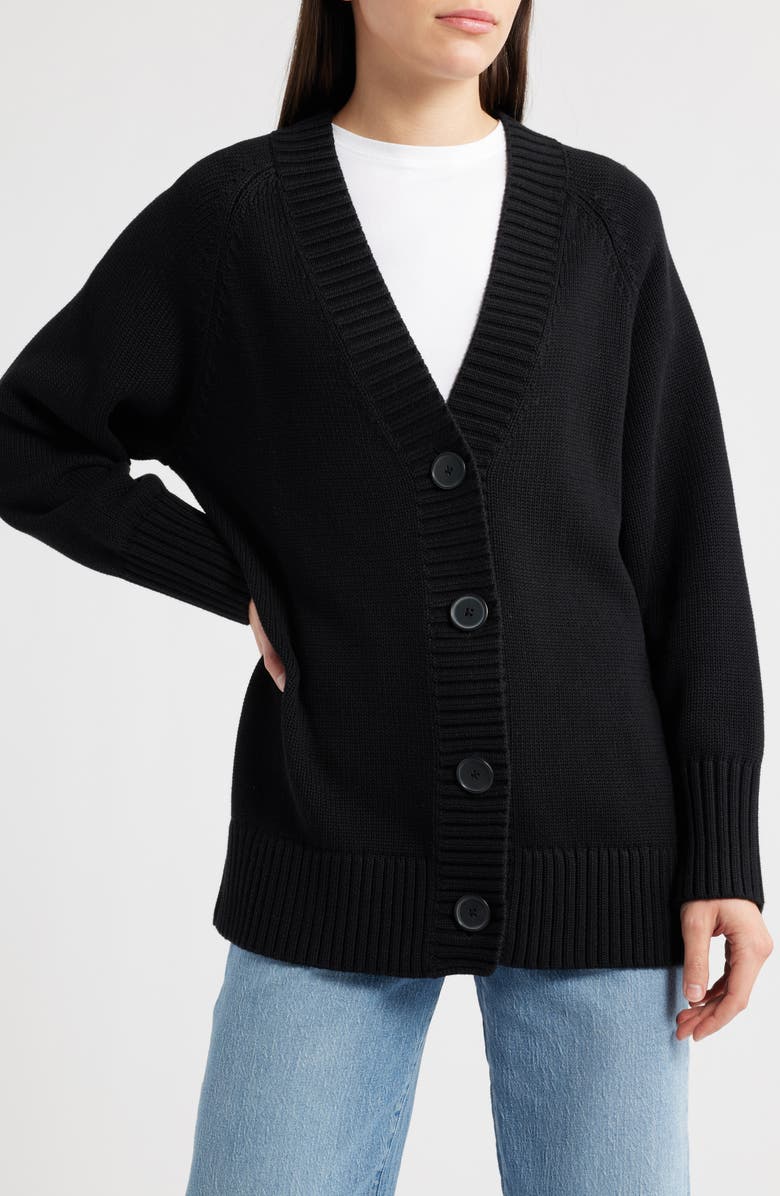 Madewell Oversized Cotton Cardigan, Alternate, color, Jet Black