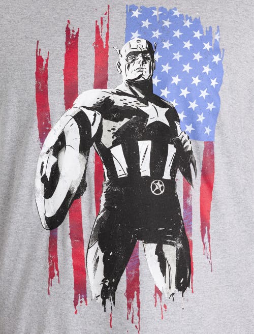 True Nation By Dxl Big & Tall Captain America Flag Graphic Tee In Heather Grey