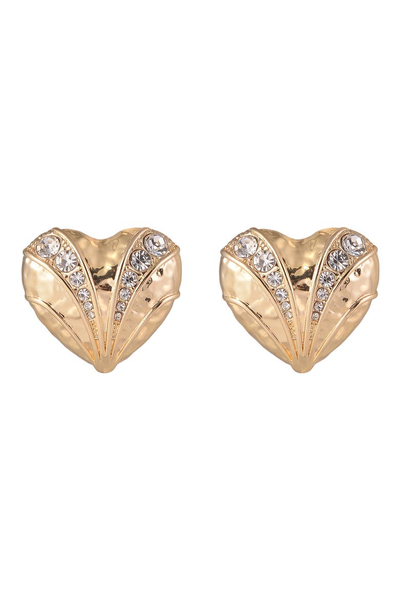 Heart Button Earrings, Alternate, color, GOLD