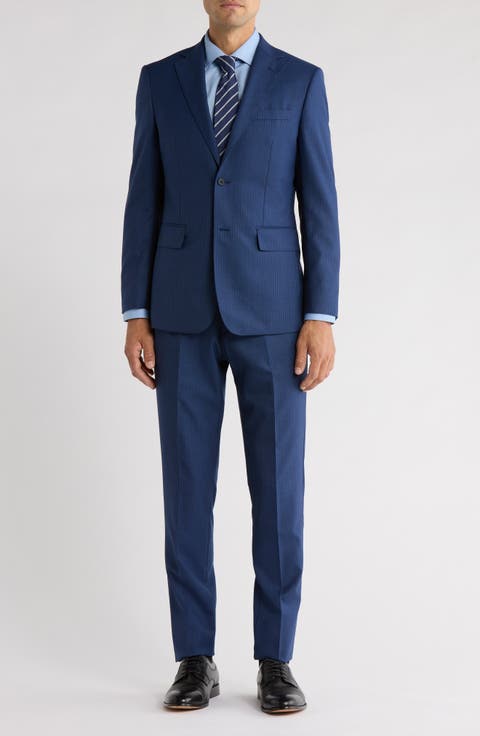 Trim Fit Pinstripe Wool Blend Two-Piece Suit