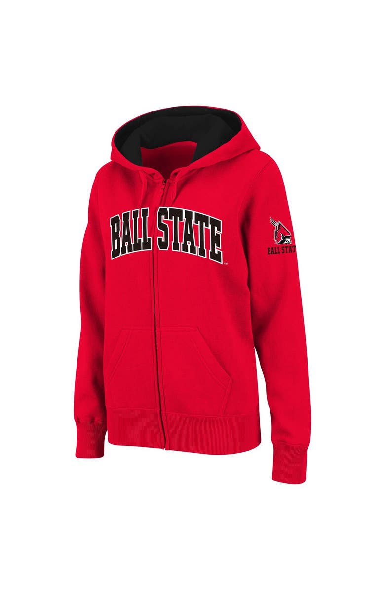 COLOSSEUM Women's Stadium Athletic Cardinal Ball State Cardinals Arched Name Full-Zip Hoodie, Main, color, Cardinal