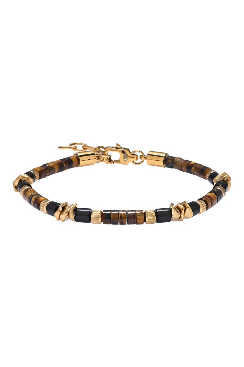 Men's Theodore Agate Beaded Bracelet, Main, color, GOLD