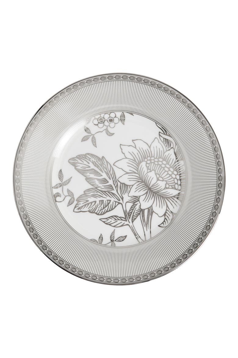 Silver Tonquin Bone China Plate, Main, color, SILVER