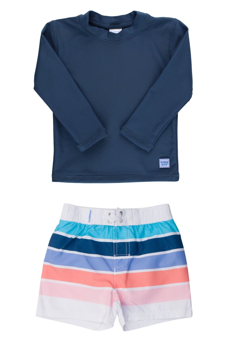 Long Sleeve Two-Piece Rashguard Swimsuit, Main, color, BLUE