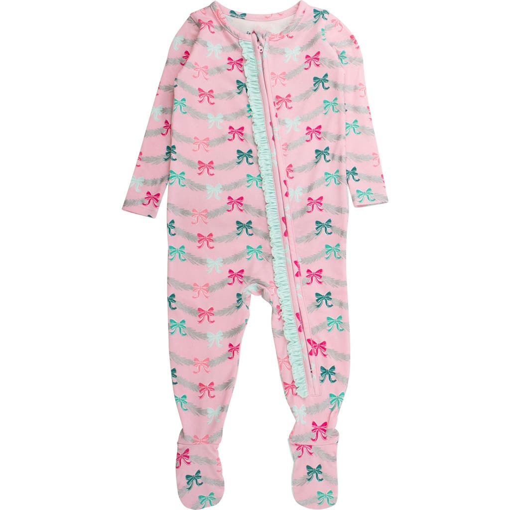 Rufflebutts Modal Blend Ruffle One Piece Footie Pajamas In Pink