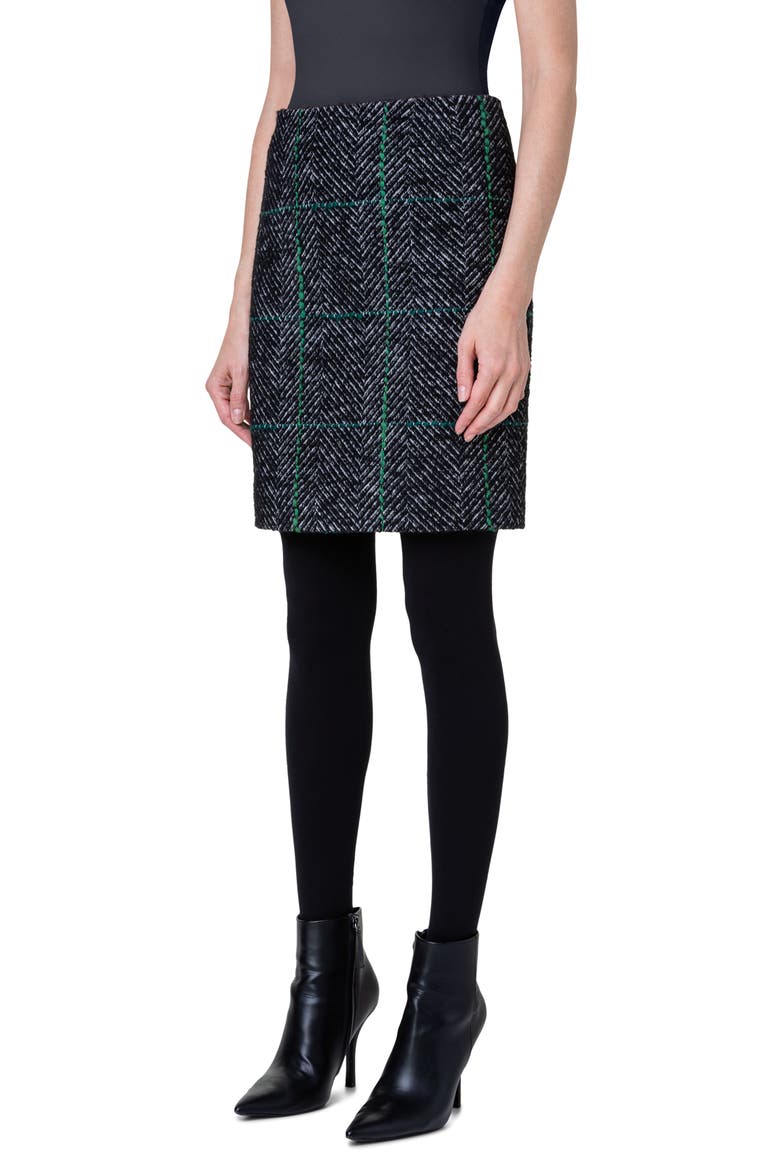 Windowpane Check Herringbone Pencil Skirt, Alternate, color, 095 BLACK-SLATE