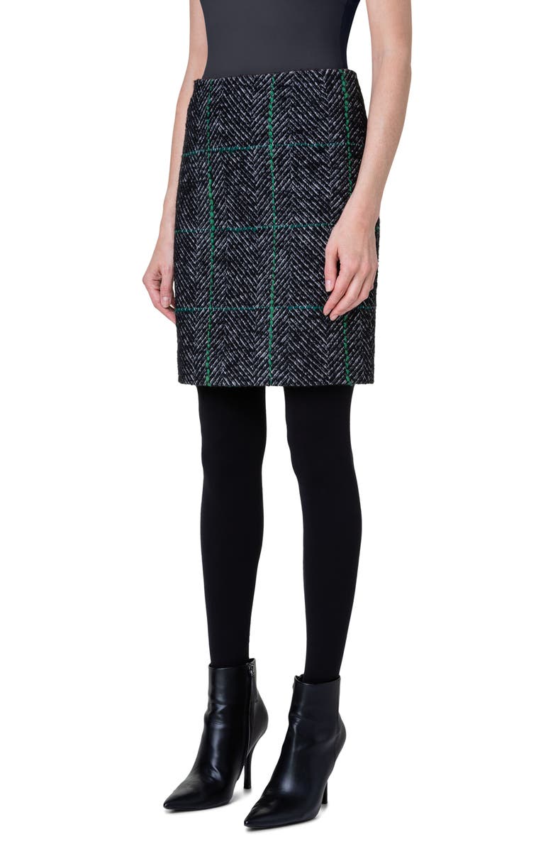 Akris punto Windowpane Check Herringbone Pencil Skirt, Alternate, color, 